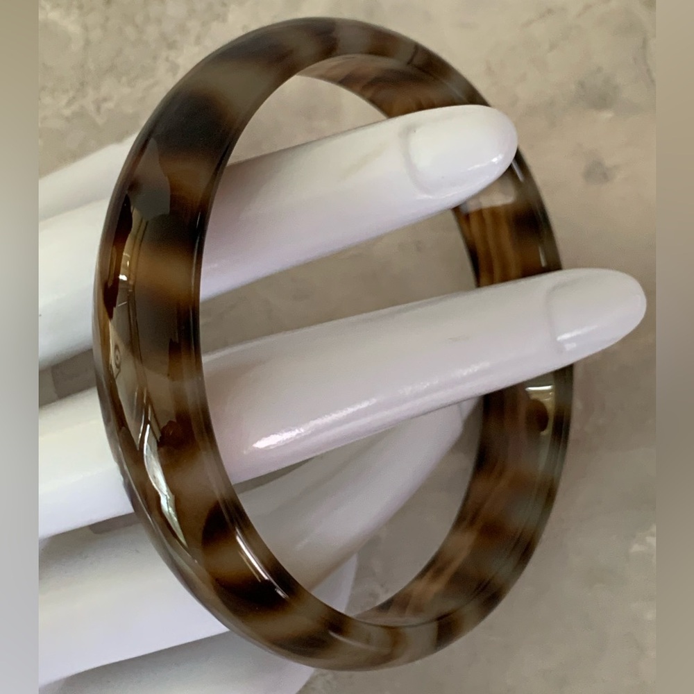 Chalcedony Agate Patterned Bangle Bracelet - image 7
